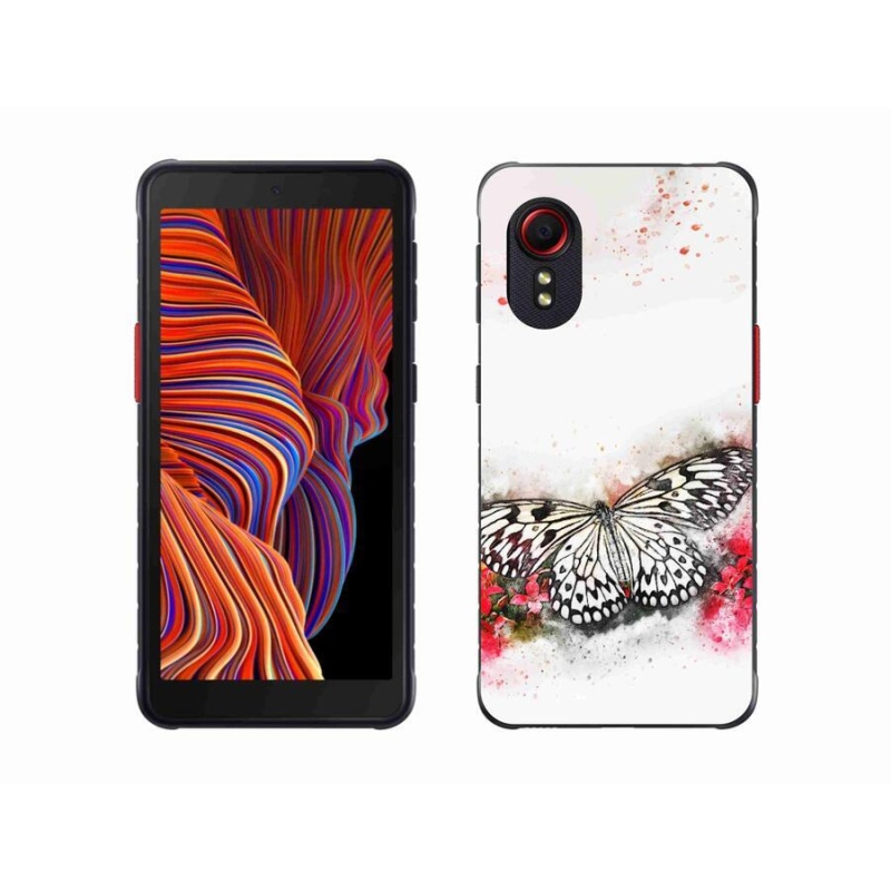 Gelový kryt mmCase na mobil Samsung Galaxy Xcover 5 - černobílý motýl