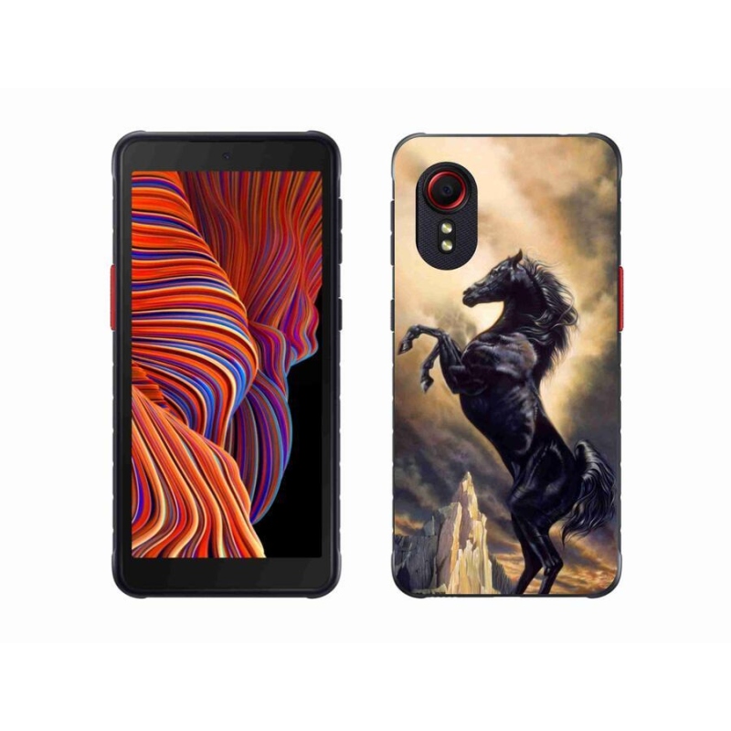 Gelový kryt mmCase na mobil Samsung Galaxy Xcover 5 - černý kreslený kůň