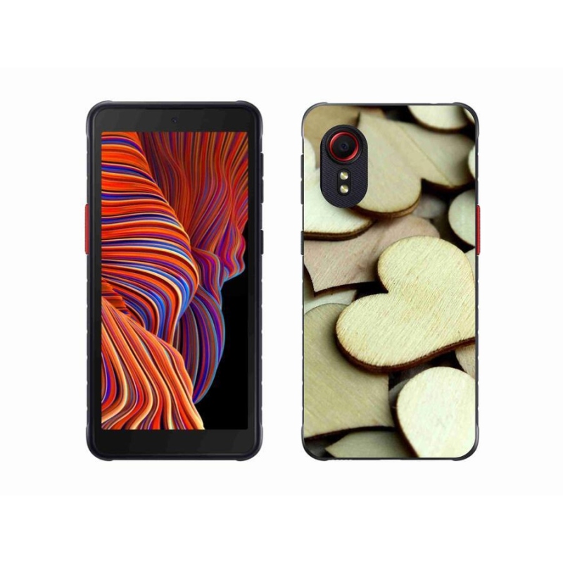 Gelový kryt mmCase na mobil Samsung Galaxy Xcover 5 - dřevěná srdíčka