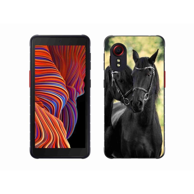 Gelový kryt mmCase na mobil Samsung Galaxy Xcover 5 - dva černí koně