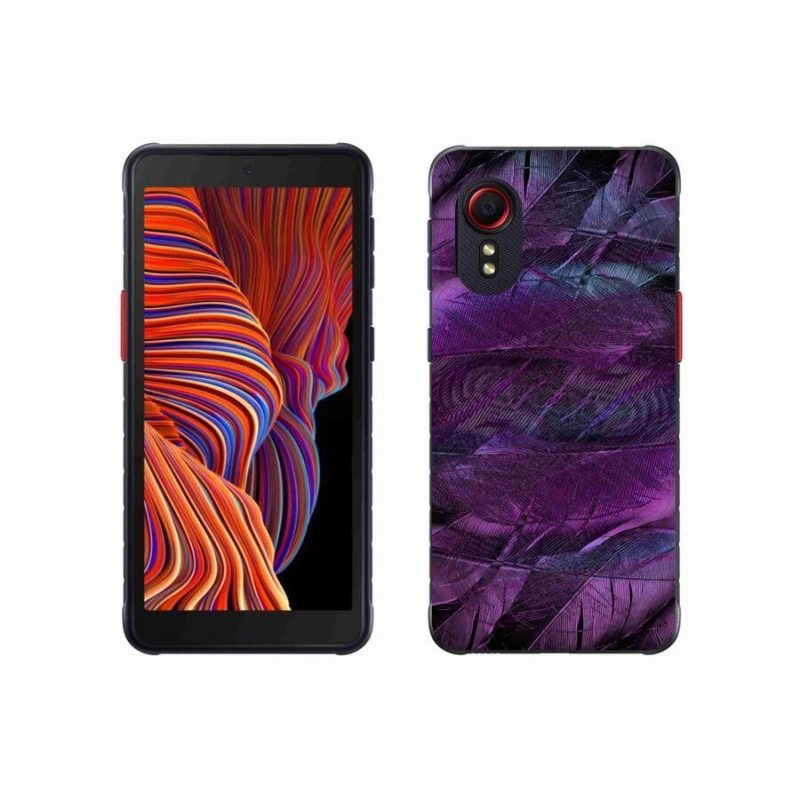 Gelový kryt mmCase na mobil Samsung Galaxy Xcover 5 - fialová pírka