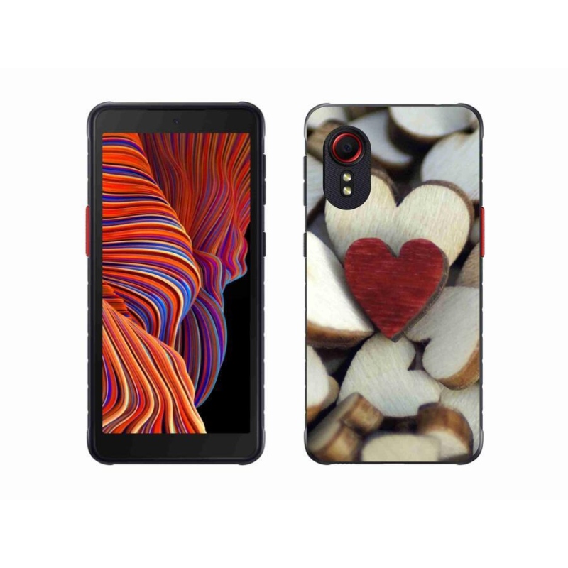 Gelový kryt mmCase na mobil Samsung Galaxy Xcover 5 - gravírované červené srdce