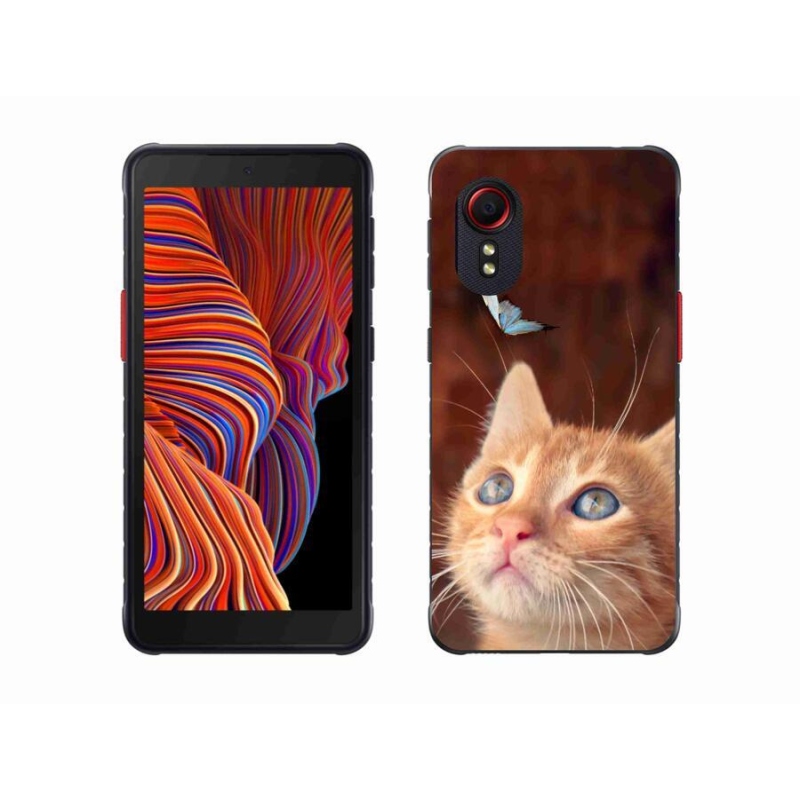 Gelový kryt mmCase na mobil Samsung Galaxy Xcover 5 - motýl a kotě