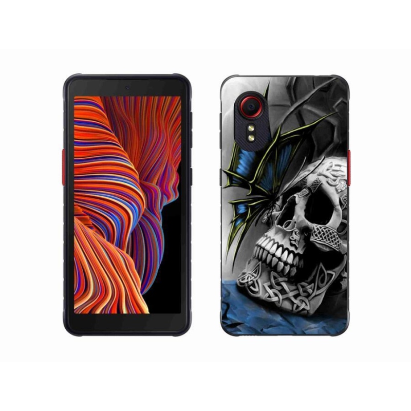 Gelový kryt mmCase na mobil Samsung Galaxy Xcover 5 - motýl a lebka