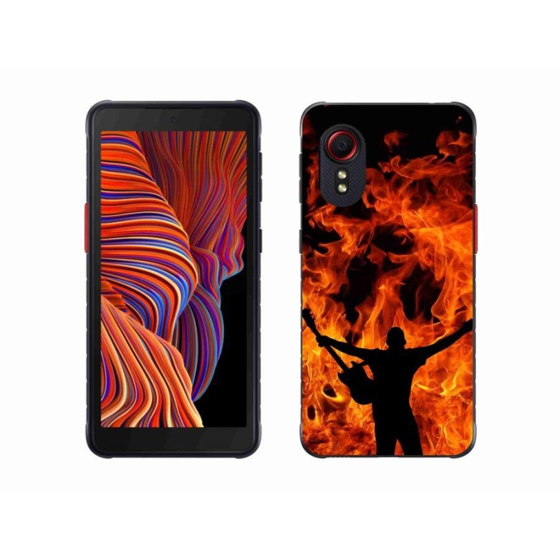 Gelový kryt mmCase na mobil Samsung Galaxy Xcover 5 - muzikant a oheň
