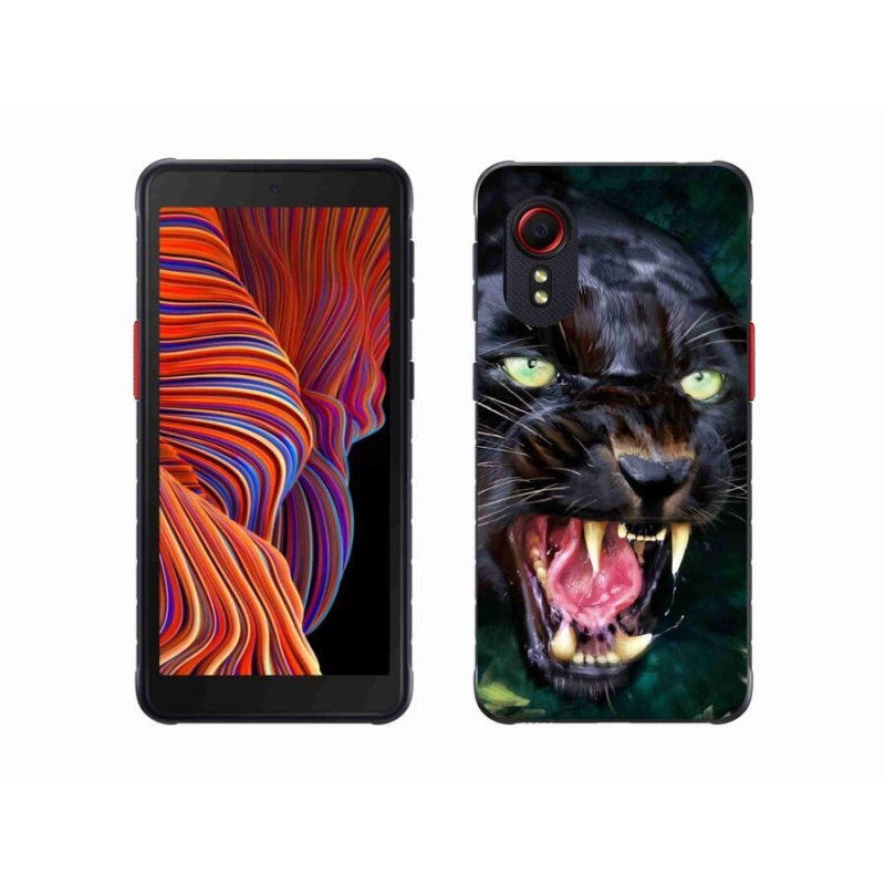 Gelový kryt mmCase na mobil Samsung Galaxy Xcover 5 - rozzuřený černý panter
