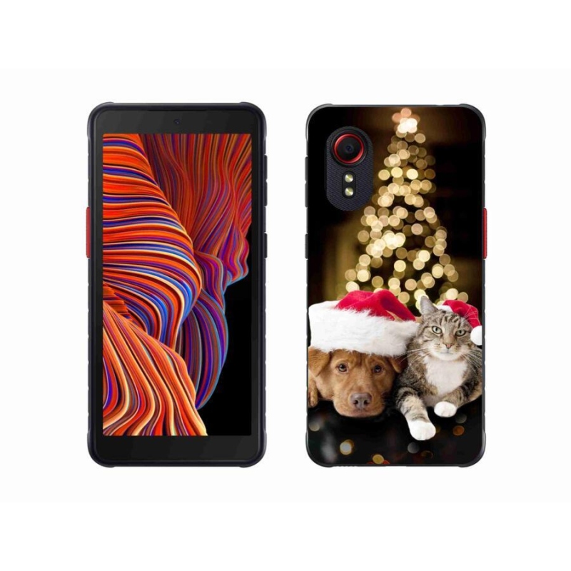 Gelový kryt mmCase na mobil Samsung Galaxy Xcover 5 - vánoční pes a kočka