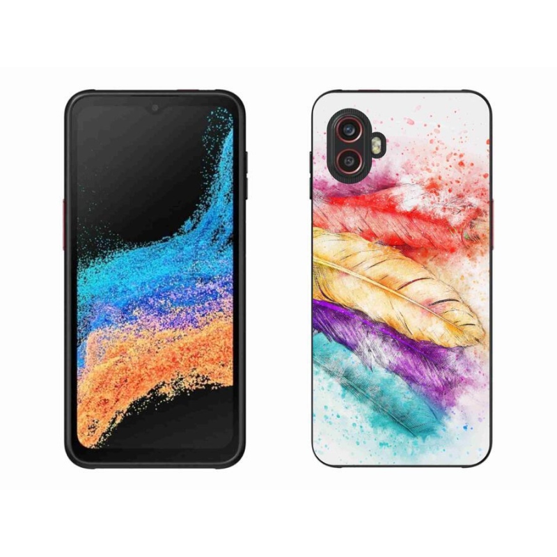 Gelový kryt mmCase na mobil Samsung Galaxy Xcover 6 Pro - barevné peří