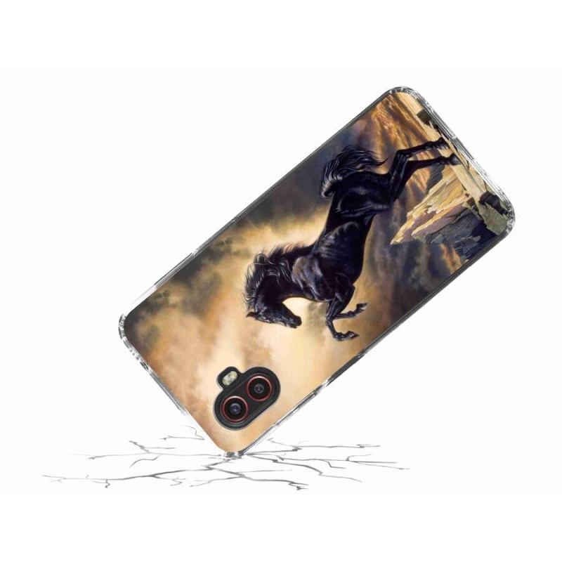 Gelový kryt mmCase na mobil Samsung Galaxy Xcover 6 Pro - černý kreslený kůň