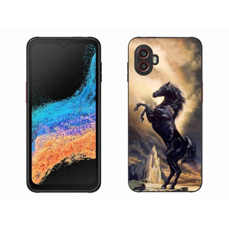 Gelový kryt mmCase na mobil Samsung Galaxy Xcover 6 Pro - černý kreslený kůň