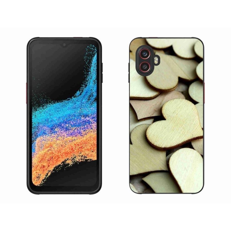 Gelový kryt mmCase na mobil Samsung Galaxy Xcover 6 Pro - dřevěná srdíčka