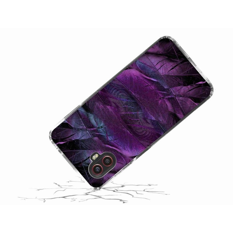 Gelový kryt mmCase na mobil Samsung Galaxy Xcover 6 Pro - fialová pírka