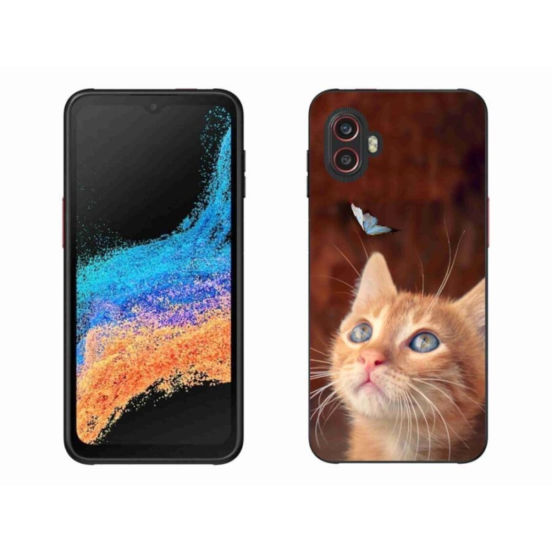 Gelový kryt mmCase na mobil Samsung Galaxy Xcover 6 Pro - motýl a kotě