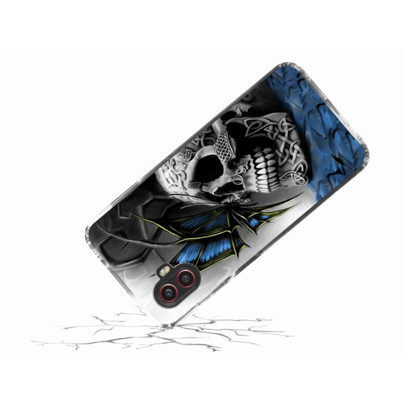 Gelový kryt mmCase na mobil Samsung Galaxy Xcover 6 Pro - motýl a lebka