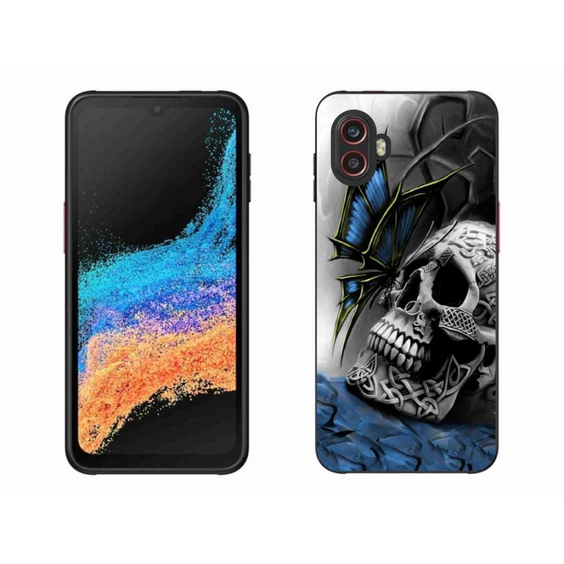 Gelový kryt mmCase na mobil Samsung Galaxy Xcover 6 Pro - motýl a lebka