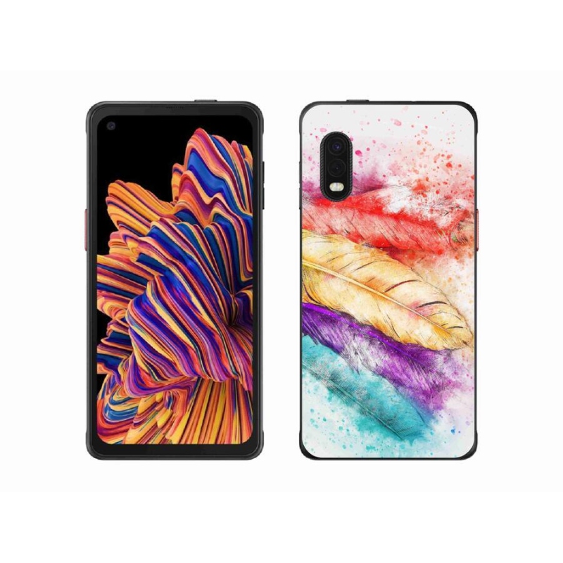 Gelový kryt mmCase na mobil Samsung Galaxy Xcover Pro - barevné peří