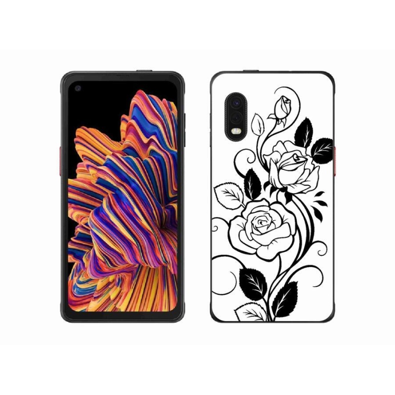 Gelový kryt mmCase na mobil Samsung Galaxy Xcover Pro - černobílá růže