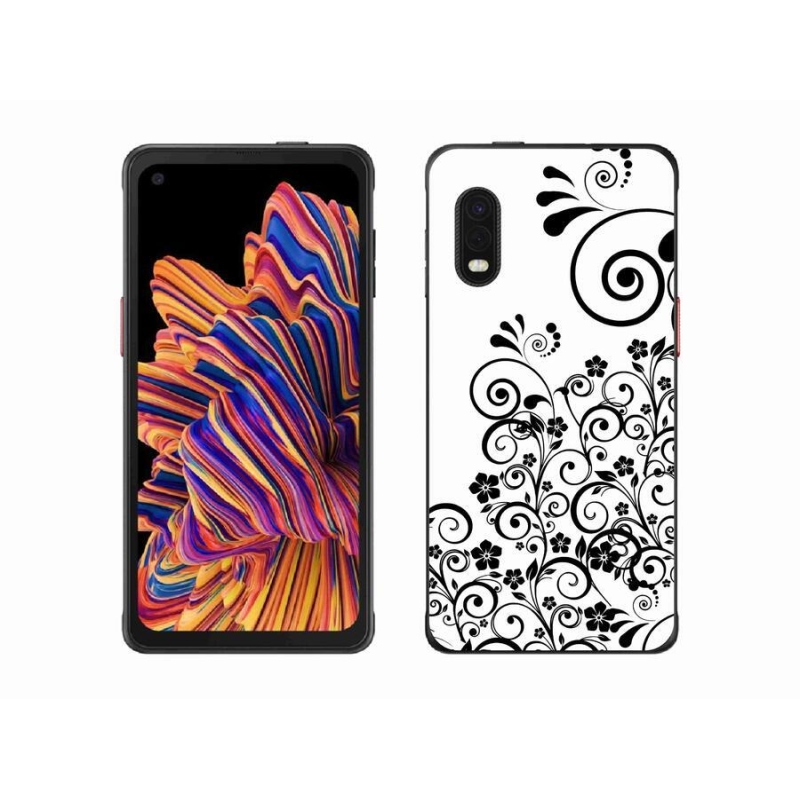 Gelový kryt mmCase na mobil Samsung Galaxy Xcover Pro - černobílé květinové vzory