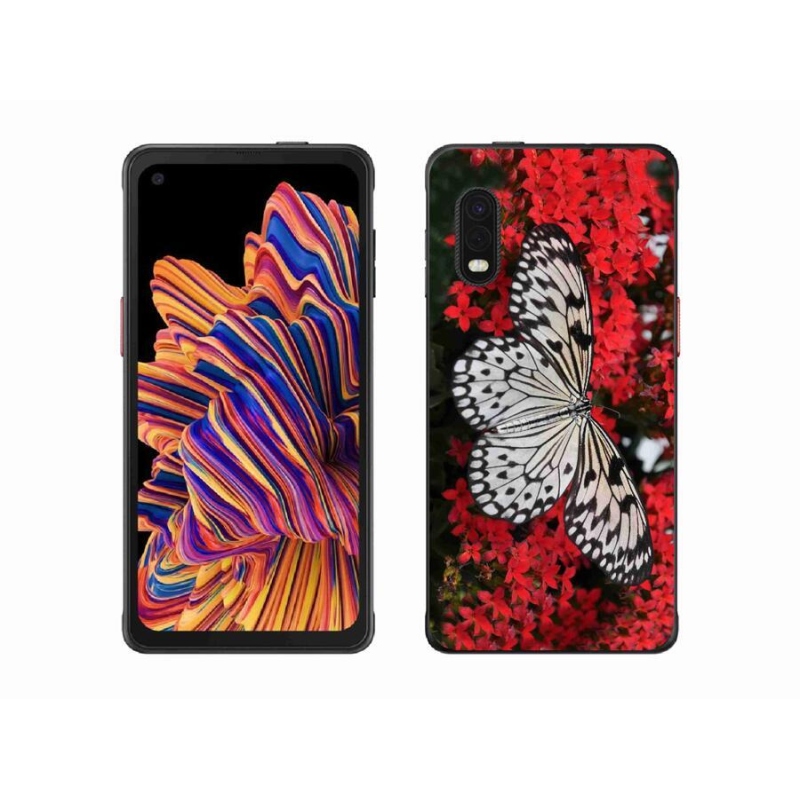 Gelový kryt mmCase na mobil Samsung Galaxy Xcover Pro - černobílý motýl 1