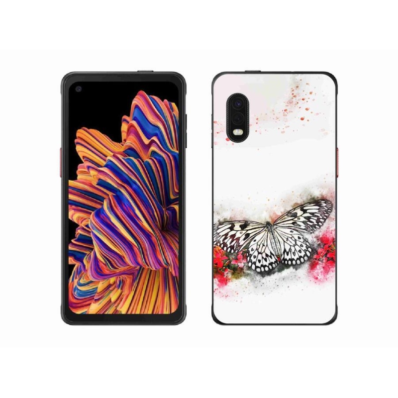Gelový kryt mmCase na mobil Samsung Galaxy Xcover Pro - černobílý motýl