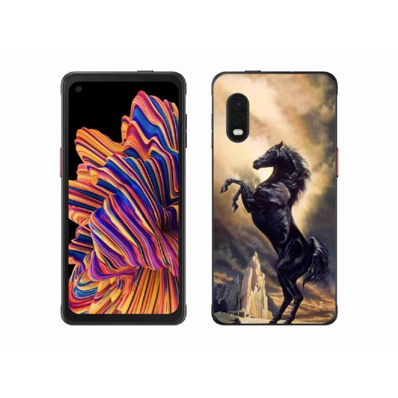 Gelový kryt mmCase na mobil Samsung Galaxy Xcover Pro - černý kreslený kůň