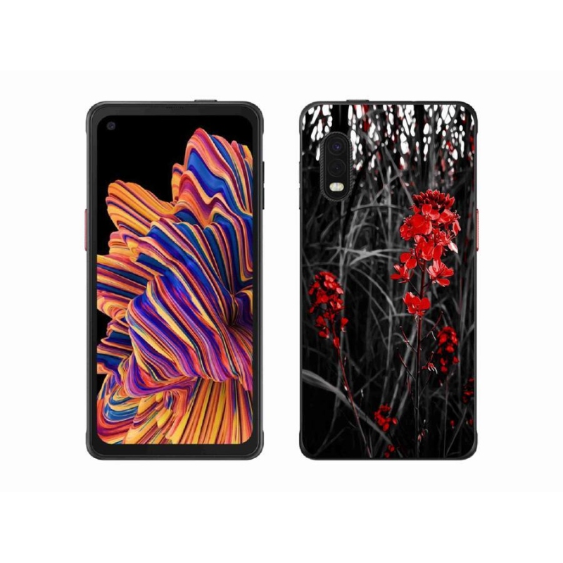 Gelový kryt mmCase na mobil Samsung Galaxy Xcover Pro - červená rostlina