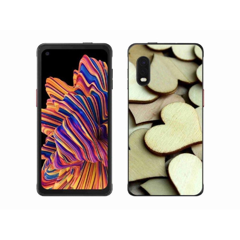 Gelový kryt mmCase na mobil Samsung Galaxy Xcover Pro - dřevěná srdíčka