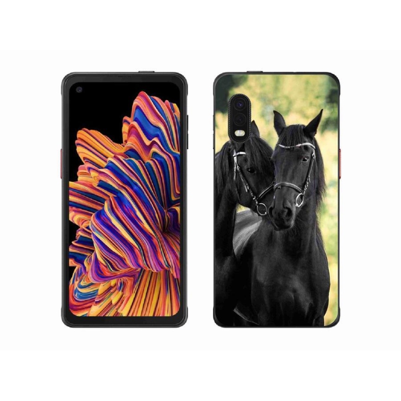 Gelový kryt mmCase na mobil Samsung Galaxy Xcover Pro - dva černí koně