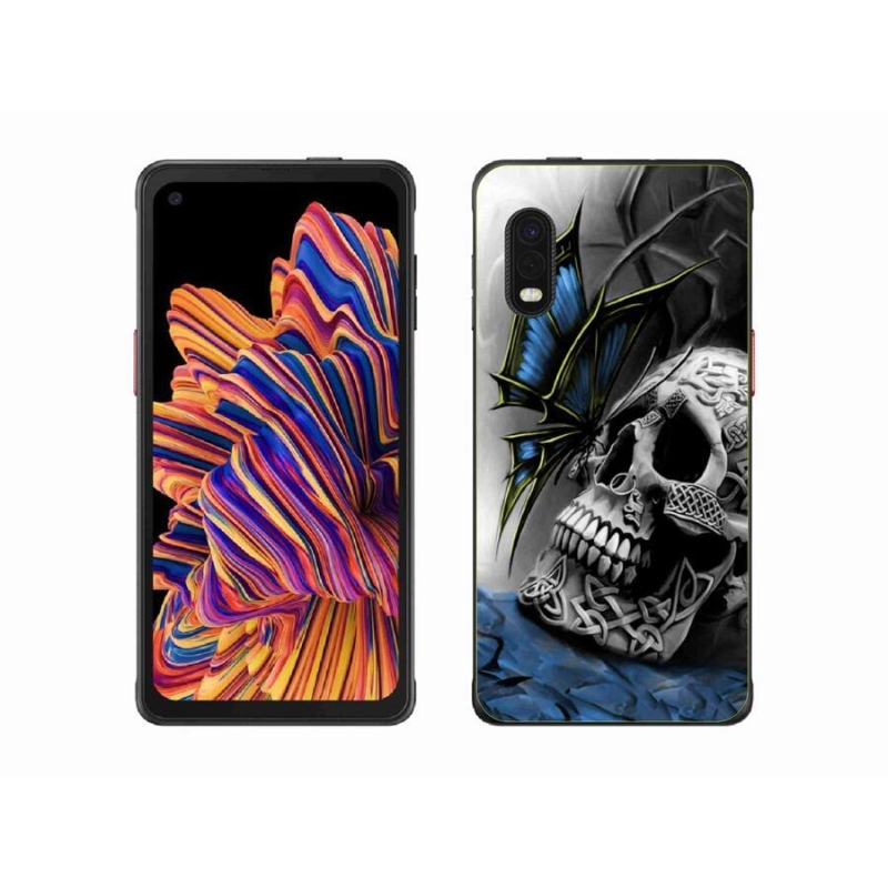 Gelový kryt mmCase na mobil Samsung Galaxy Xcover Pro - motýl a lebka