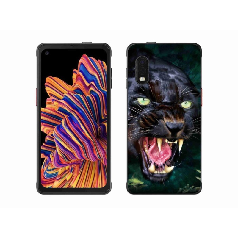 Gelový kryt mmCase na mobil Samsung Galaxy Xcover Pro - rozzuřený černý panter