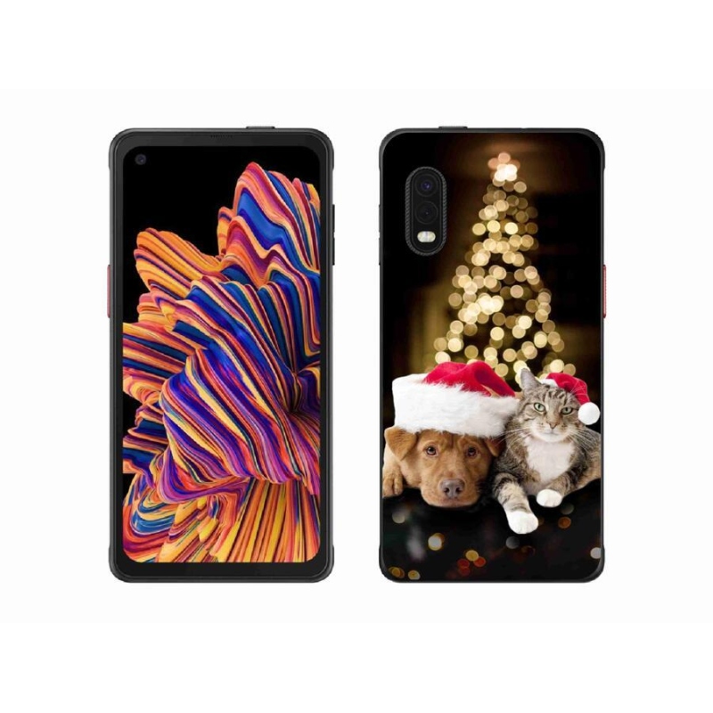 Gelový kryt mmCase na mobil Samsung Galaxy Xcover Pro - vánoční pes a kočka
