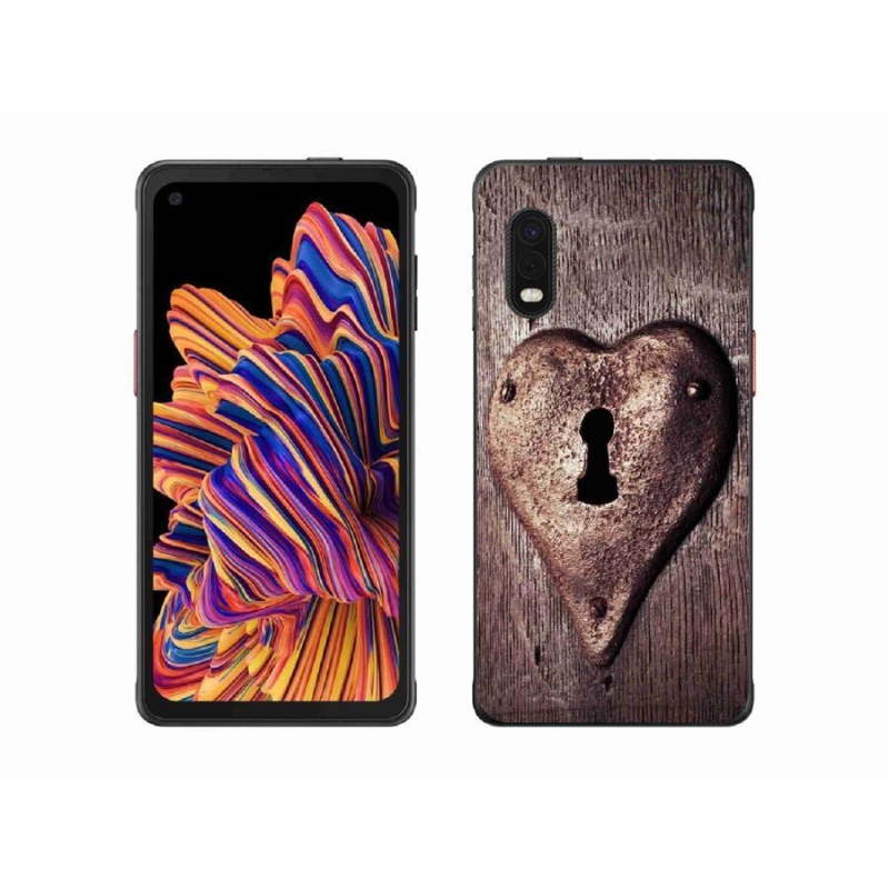 Gelový kryt mmCase na mobil Samsung Galaxy Xcover Pro - zámek ve tvaru srdce