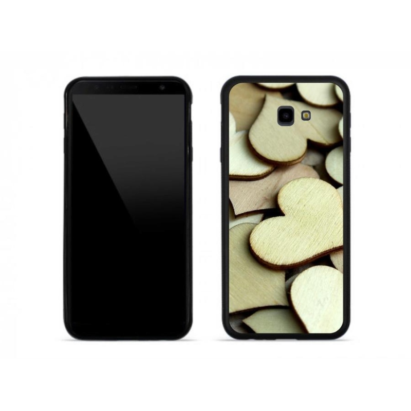 Gelový kryt mmCase na mobil Samsung J4 Plus - dřevěná srdíčka