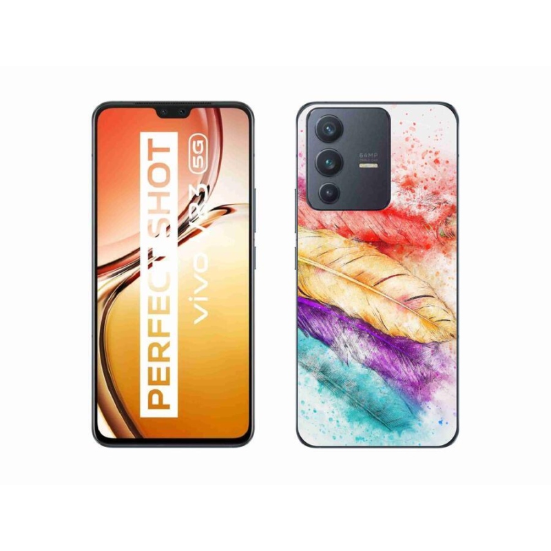 Gelový kryt mmCase na mobil Vivo V23 5G - barevné peří