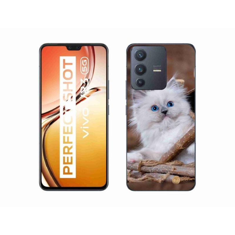 Gelový kryt mmCase na mobil Vivo V23 5G - bílé kotě