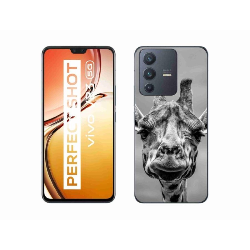 Gelový kryt mmCase na mobil Vivo V23 5G - černobílá žirafa