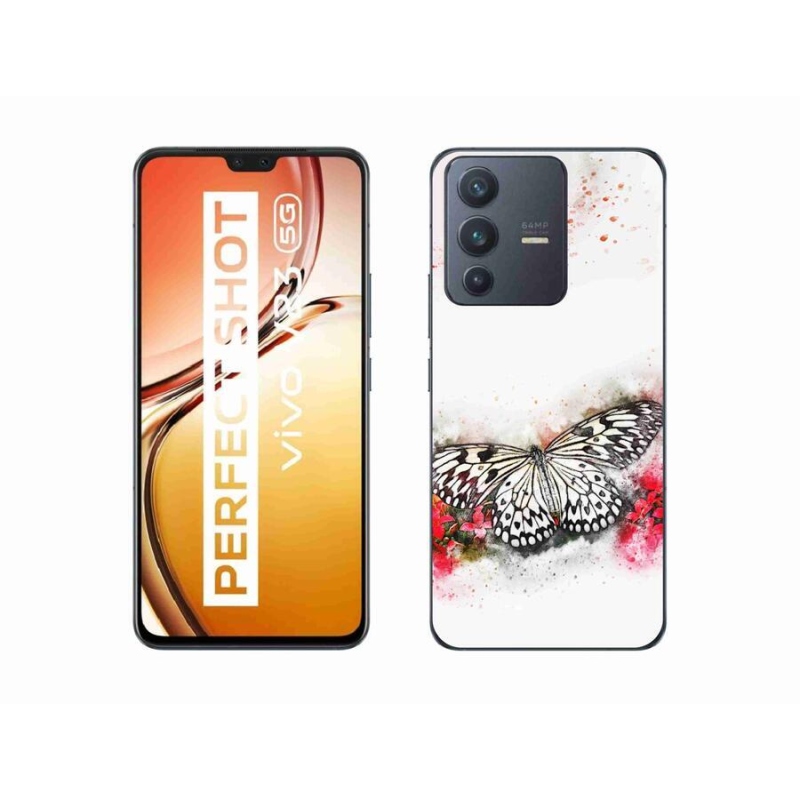 Gelový kryt mmCase na mobil Vivo V23 5G - černobílý motýl
