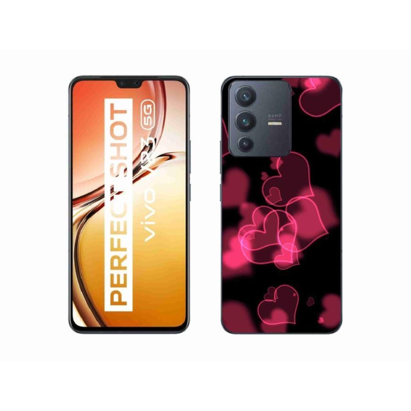 Gelový kryt mmCase na mobil Vivo V23 5G - červená srdíčka