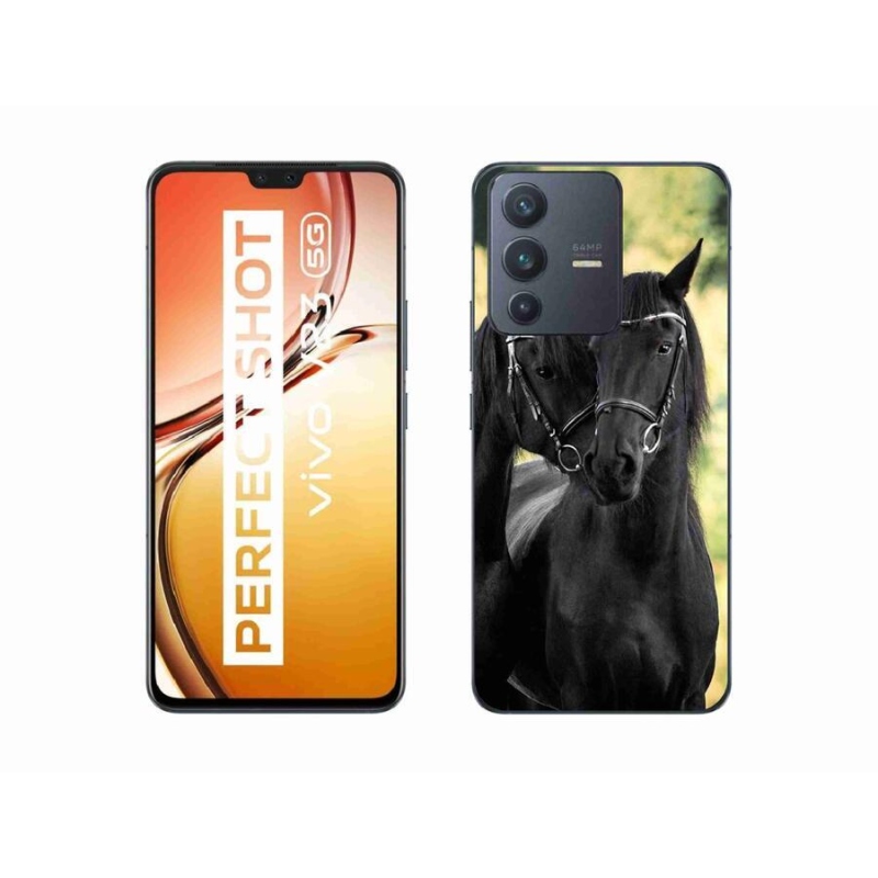 Gelový kryt mmCase na mobil Vivo V23 5G - dva černí koně