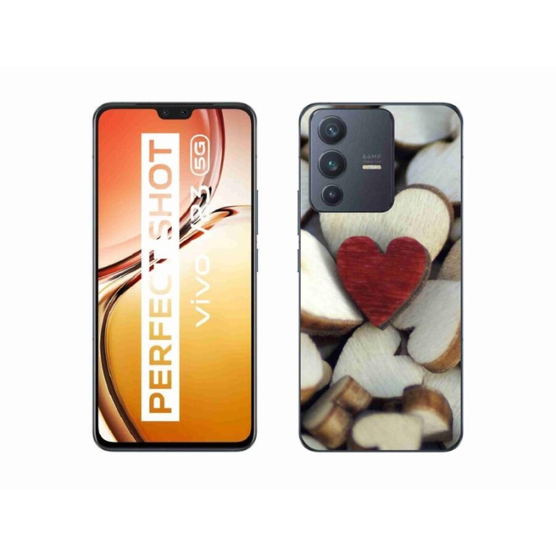 Gelový kryt mmCase na mobil Vivo V23 5G - gravírované červené srdce