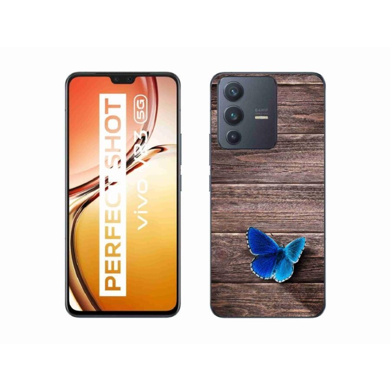 Gelový kryt mmCase na mobil Vivo V23 5G - modrý motýl 1