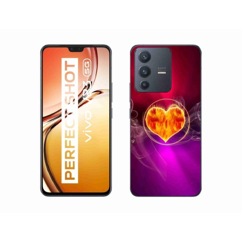 Gelový kryt mmCase na mobil Vivo V23 5G - ohnivé srdce