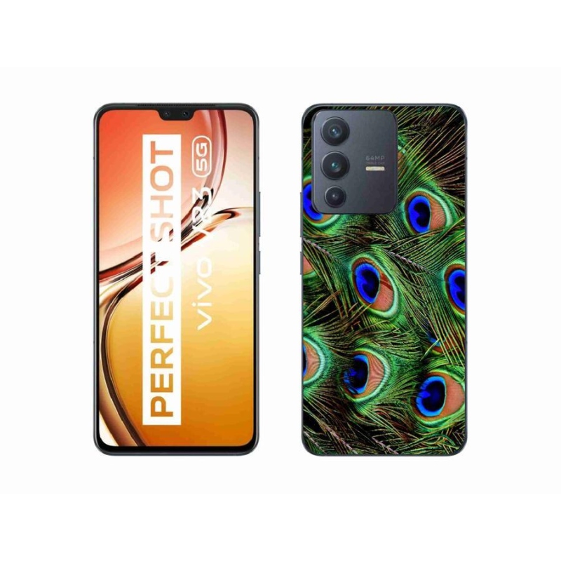 Gelový kryt mmCase na mobil Vivo V23 5G - paví peří