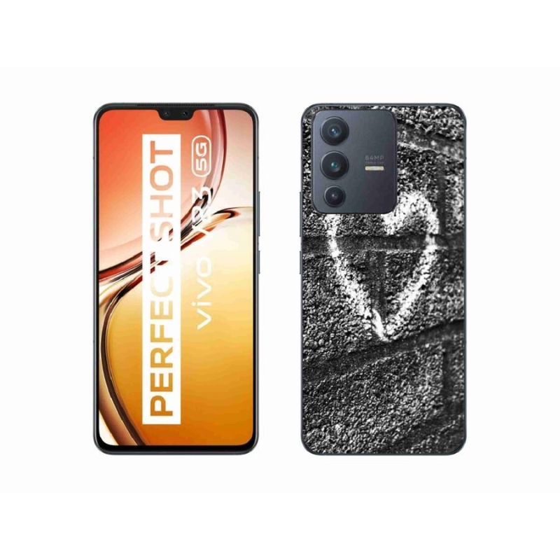 Gelový kryt mmCase na mobil Vivo V23 5G - srdce na zdi
