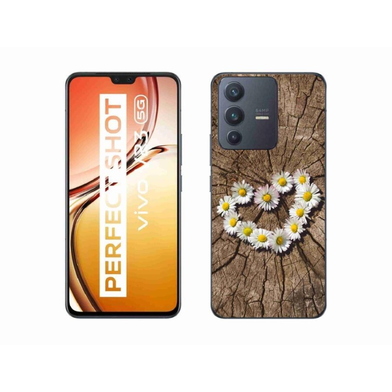 Gelový kryt mmCase na mobil Vivo V23 5G - srdce z kopretin