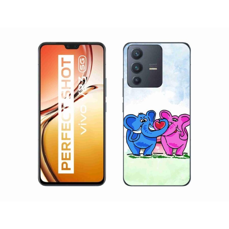 Gelový kryt mmCase na mobil Vivo V23 5G - zamilovaní sloni