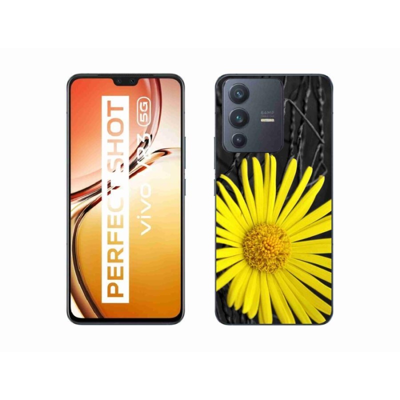Gelový kryt mmCase na mobil Vivo V23 5G - žlutá květina