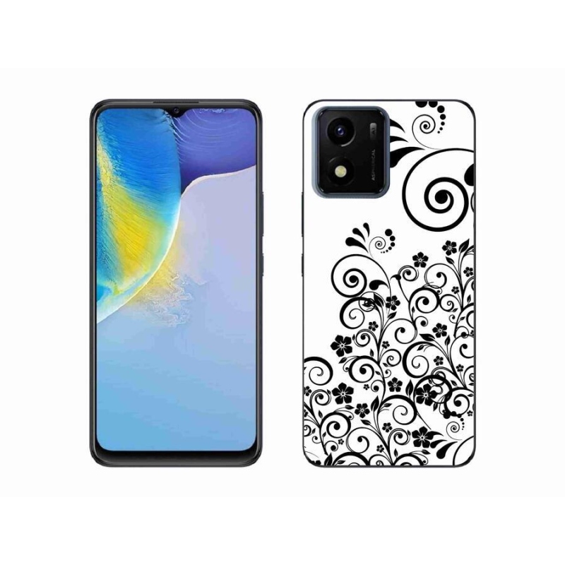 Gelový kryt mmCase na mobil Vivo Y01 - černobílé květinové vzory