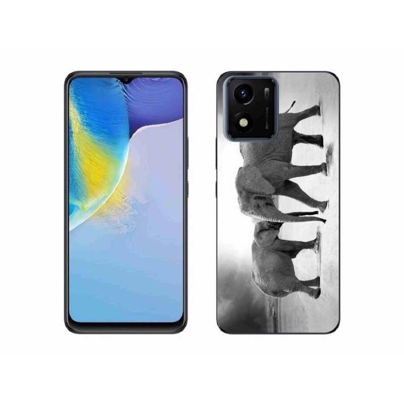 Gelový kryt mmCase na mobil Vivo Y01 - černobílí sloni