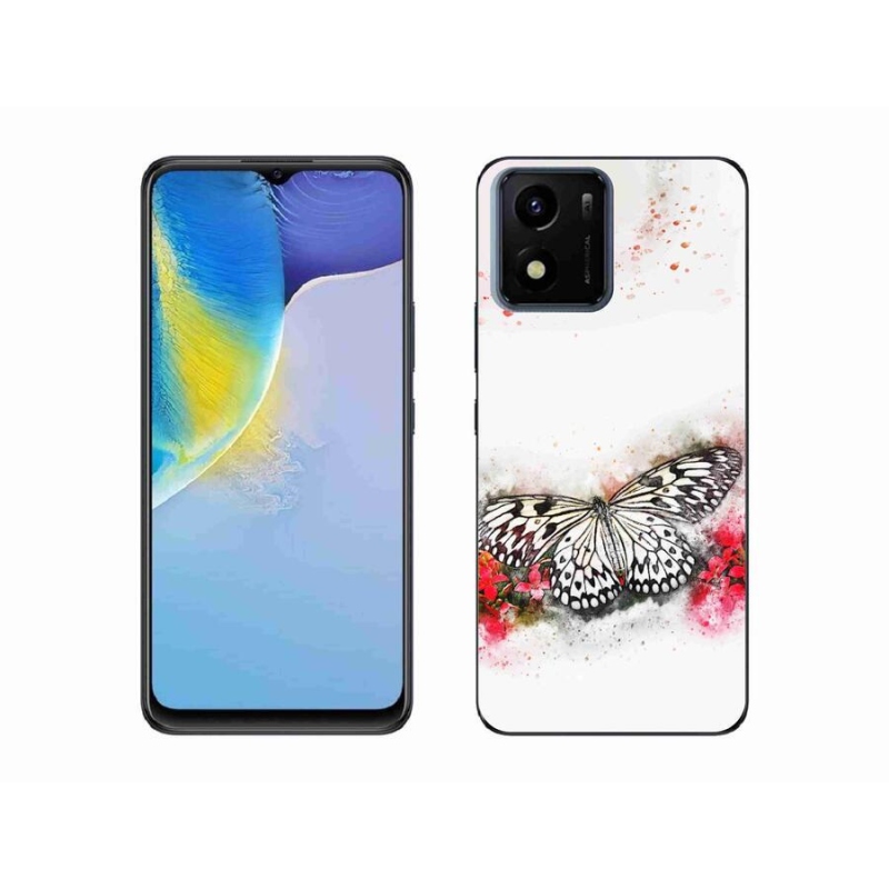 Gelový kryt mmCase na mobil Vivo Y01 - černobílý motýl